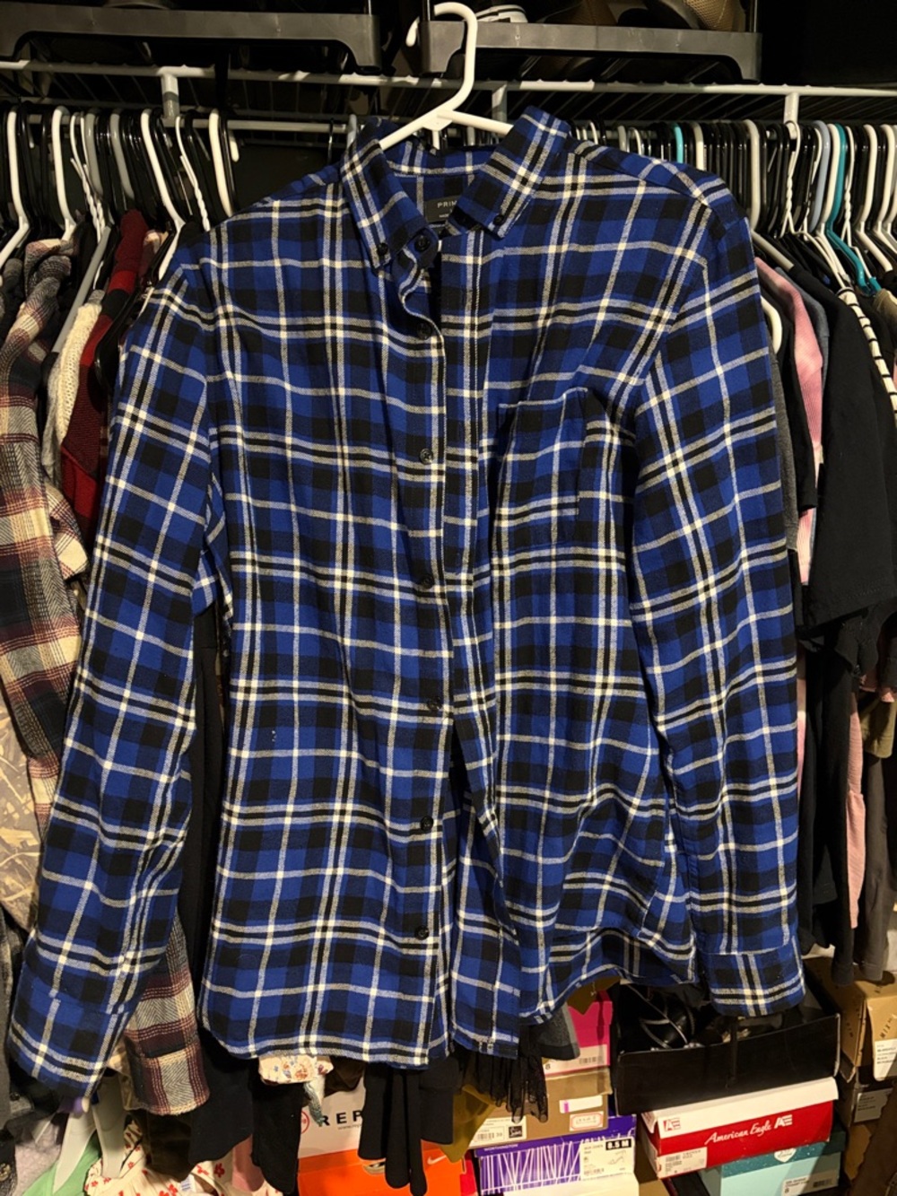 Unisex large blue flannel